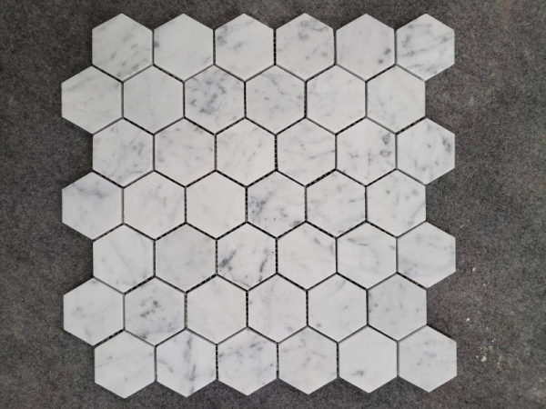 2 inch Hexagon Carrara White Marble Mosaic