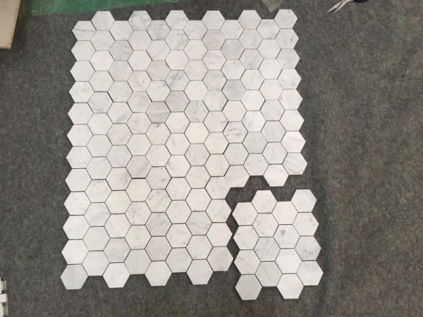 3 inch Hexagon Carrara White Marble Mosaic