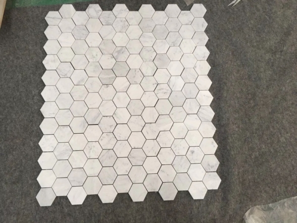 3 inch Hexagon Carrara White Marble Mosaic