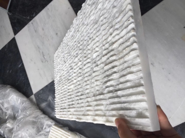 Grooved Finish White Limestone Tiles