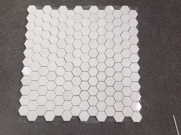 Hexagon 1 Inch Thassos White Marble Mosaic