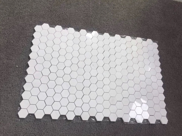 Hexagon 1 Inch Thassos White Marble Mosaic