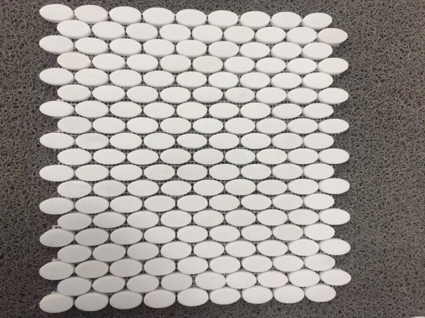 Thassos White Marble Ellipse Oval Mosaic
