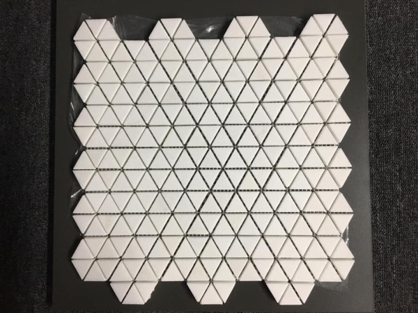 Honed Thassos White Marble Triangle Mosaic 