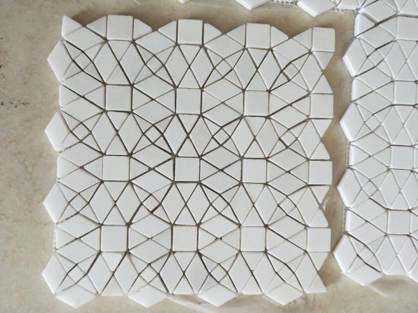Thassos White Marble Sunflower Mosaic