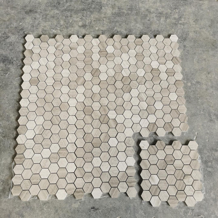 2 inch Hexagon Wooden Marble Mosaic